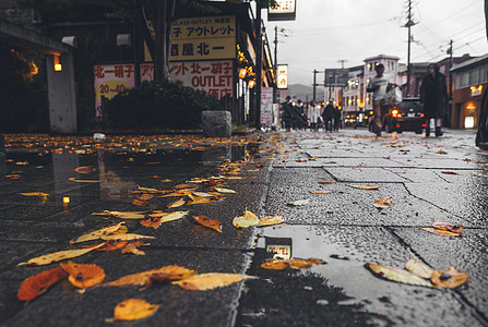 秋冬日本北海道小樽背景图片