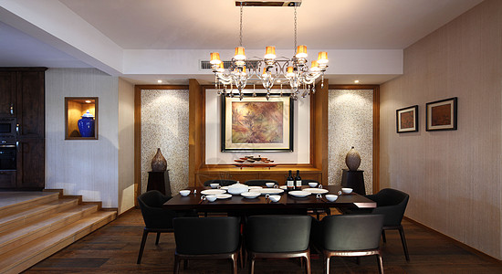 中式座椅现代餐厅设计图片