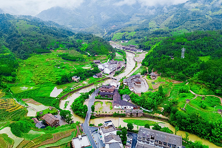 美丽小镇航拍浙江泰顺风光背景