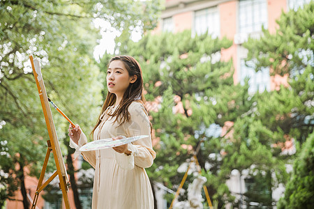 文艺美女画油画图片