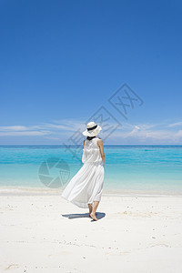 超清美女素材马来西亚沙巴环滩岛海滩女神背景