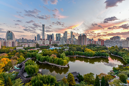 北京CBD团结湖公园背景