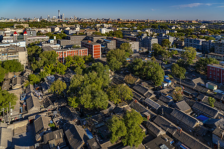 北京城市俯瞰北京西四胡同背景