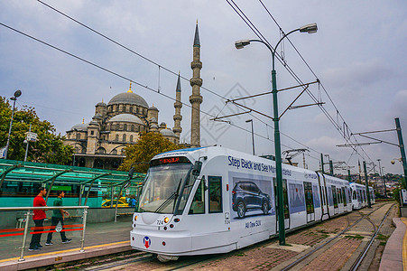 土耳其建筑土耳其伊斯坦布尔电车背景