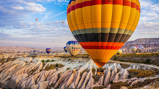 大饽饽土耳其卡帕多西亚热气球背景