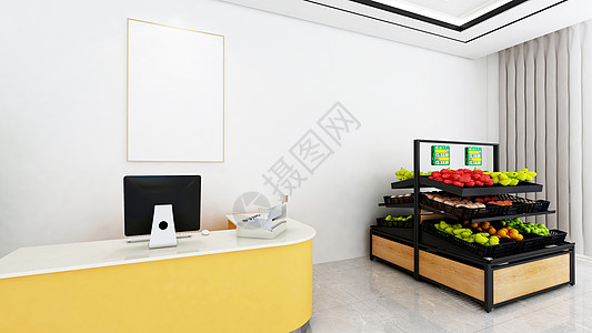 苹果8样机室内收银台设计图片