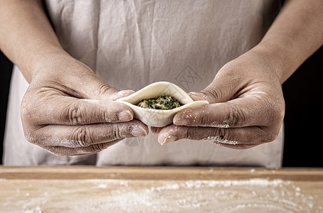 冬至包饺子菠菜水饺高清图片