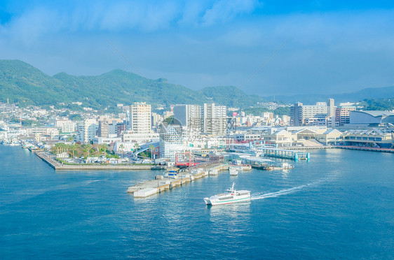 日本长崎佐世保市海港城市风光图片