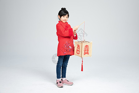 古代提灯笼提着灯笼的小女孩背景