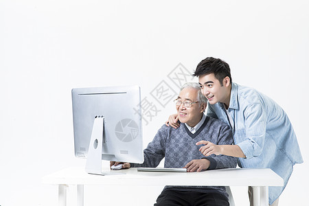 送长辈敬老老人学习电脑背景