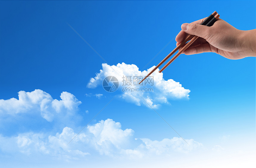 筷子下的云朵图片