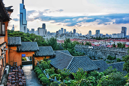 传统建筑与现代建筑南京高清图片素材