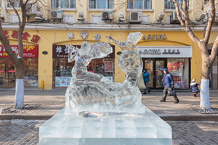 冬季的哈尔滨中央大街背景图片