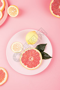 新鲜水果西柚柠檬背景图片