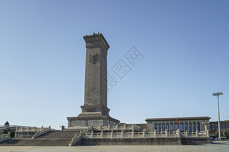 北京人民英雄纪念碑和人民大会堂背景