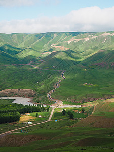 新疆风光山路俯视高清图片