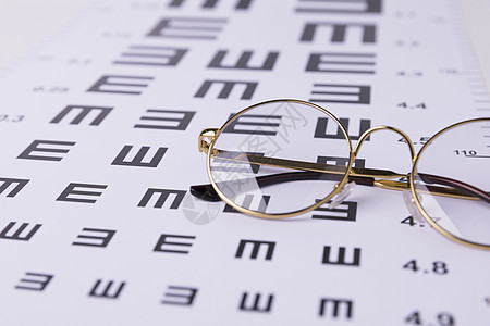 封装测试视力表和近视眼镜背景