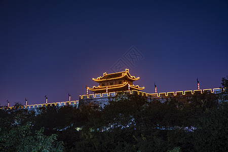 中国城墙夜景西安城墙背景