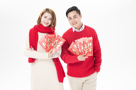 新年情侣发红包背景图片