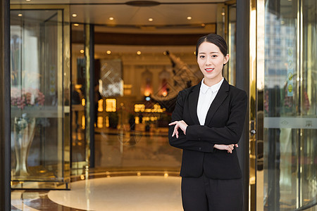 酒店管理年轻商务女性接待背景图片