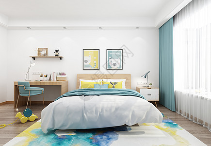 北欧风儿童房卧室室内设计效果图图片