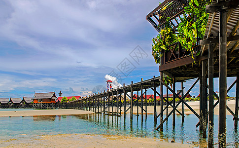 马来西亚仙本那海上度假屋背景图片
