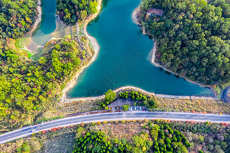 千岛湖航拍杭州千岛湖美丽的自然风光背景