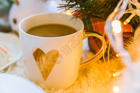 圣诞下午茶圣诞咖啡高清图片
