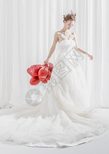 新娘模特婚纱唯美美女拿着气球背景