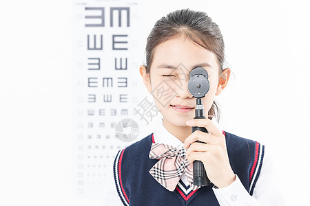 保护眼睛女生视力检测背景