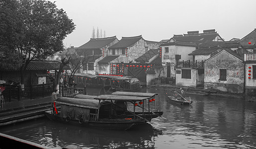 水墨风格浙江嘉兴西塘风景区背景