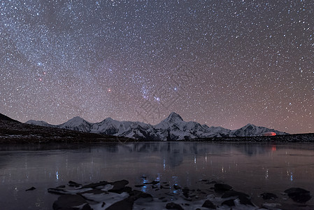 新西兰星空四川川西藏区贡嘎西南坡冷噶措夜景背景