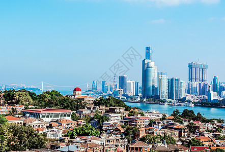 厦门鼓浪屿城市天际线背景图片