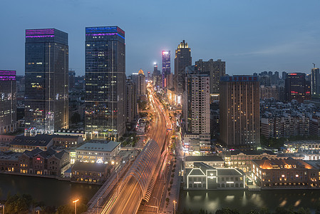 湖北省武汉市洪山区楚河汉街俯视夜景背景图片