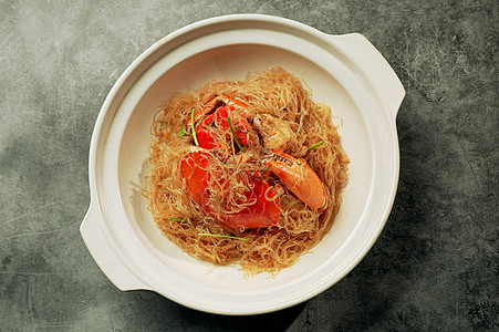 姜葱粉丝焗肉蟹晚餐高清图片素材