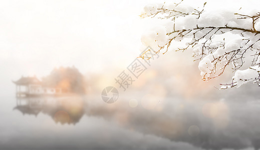 公园的早晨冬天风景设计图片