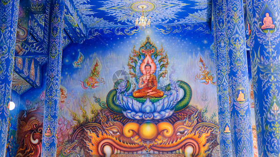 泰国清迈清莱蓝庙壁画图片