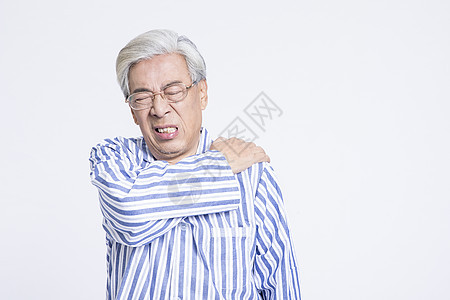 老年病人肩膀疼痛背景图片