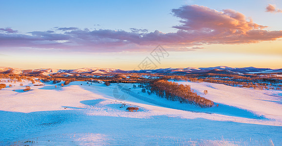 坝上草原的雪景高清图片