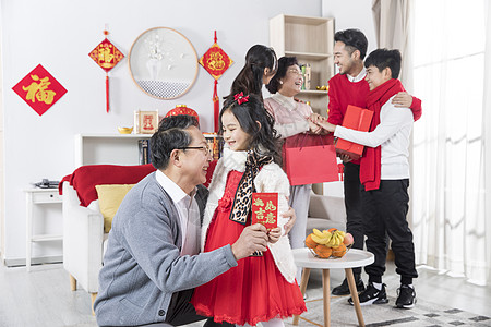 新年家庭发红包背景图片