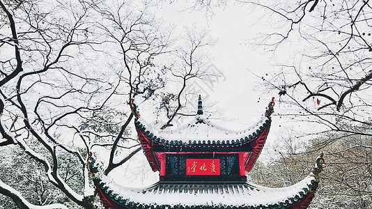 雪景岳麓山爱晚亭图片