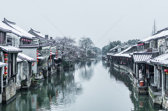 西塘雪景图片