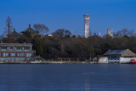 cbd夜景北京北海公园背景