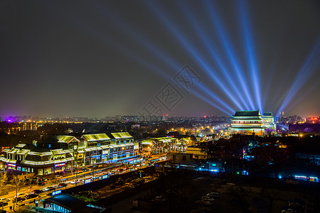 古建筑夜景北京钟鼓楼灯光秀背景