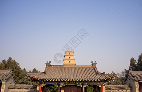 唐建筑西安大慈恩寺背景