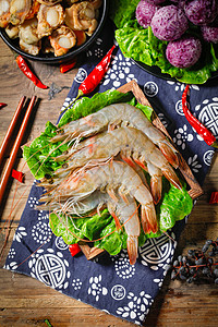 火锅对虾美味对虾菜品高清图片