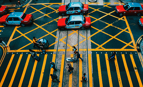 红色空间俯瞰香港街景背景