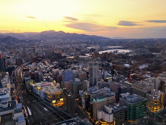 日本北海道札幌城市天际线图片