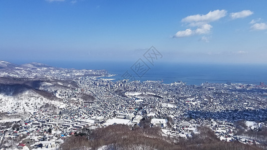俯览日本北海道小樽天狗山风光背景