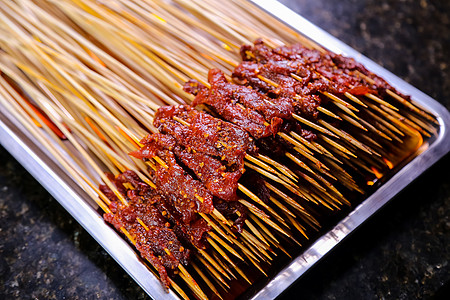 牛肉串串串串火锅食材高清图片